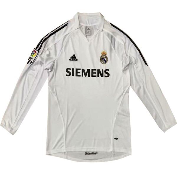 Camiseta Real Madrid Replica Primera Ropa ML Retro 5 6 Blanco